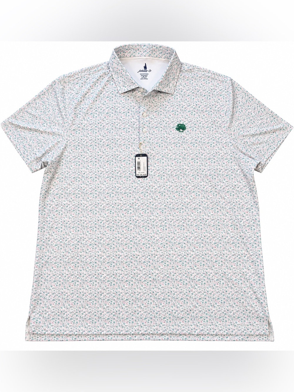 Johnnie-O Featherweight Polo Shirt Men’s XXL Pink Green Floral Performance NWT